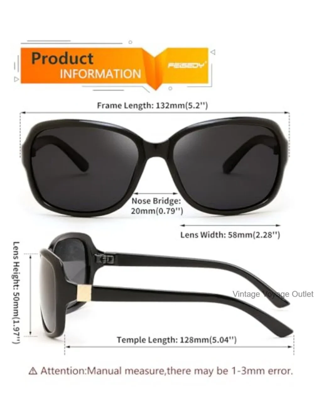 Vintage Square Polarized Sunglasses UV400 Protection Retro Wraparound Shades